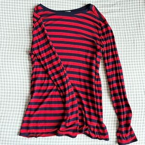 GAP Red and Black Striped Long Sleeve Top
